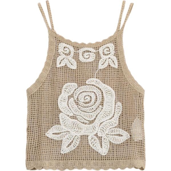 top Dixie marrone a fiori