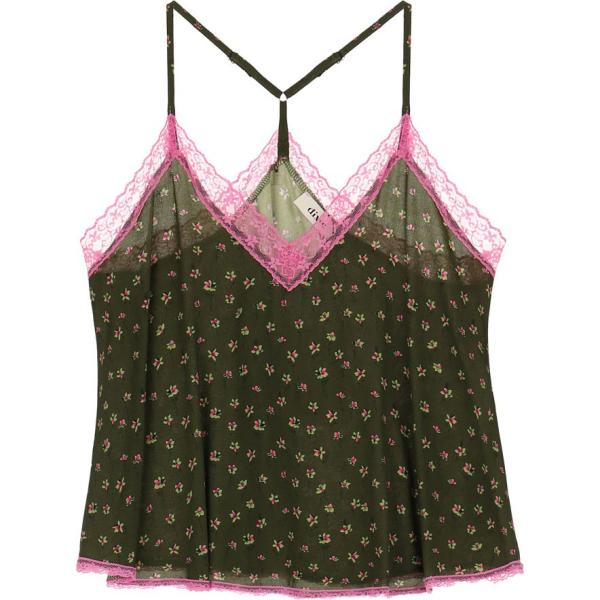 top Dixie verde a fiori