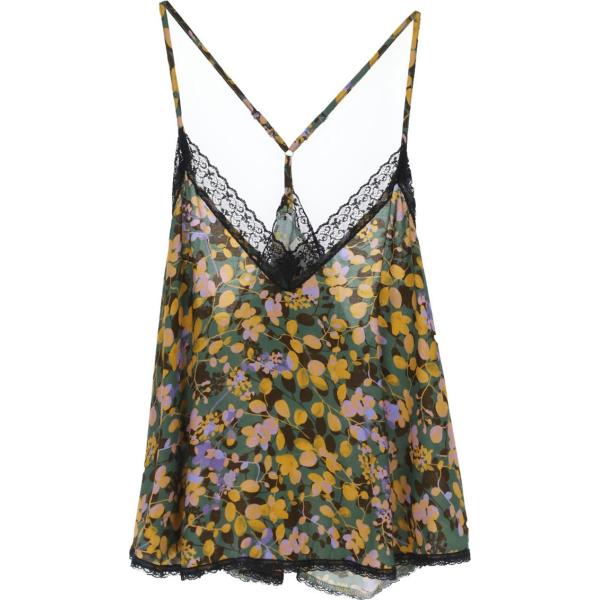 top Dixie verde a fiori