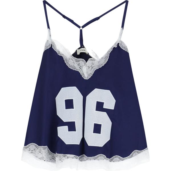 top Dixie blu con stampe
