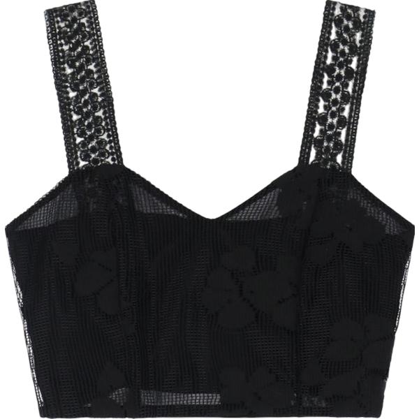 top Dixie nero a fiori