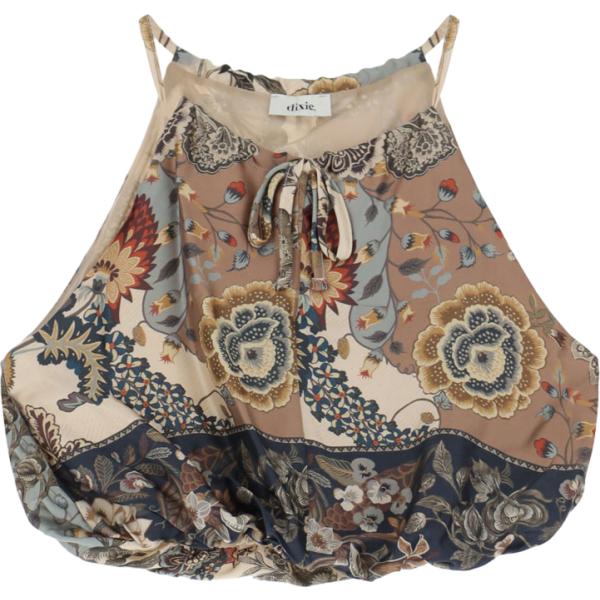 top Dixie grigio a fiori