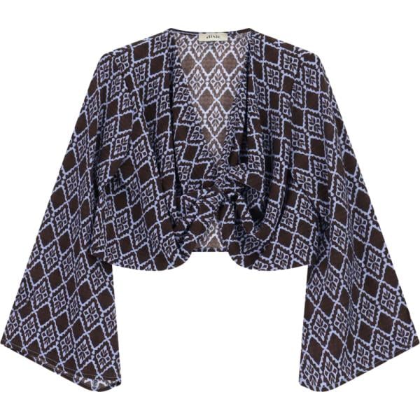 top Dixie blu con stampe