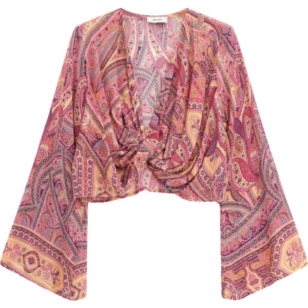 top Dixie marrone con stampe