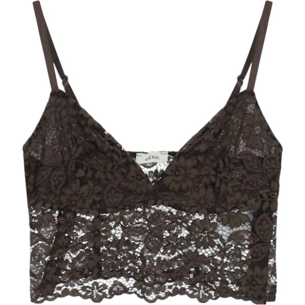 top Dixie marrone a fiori