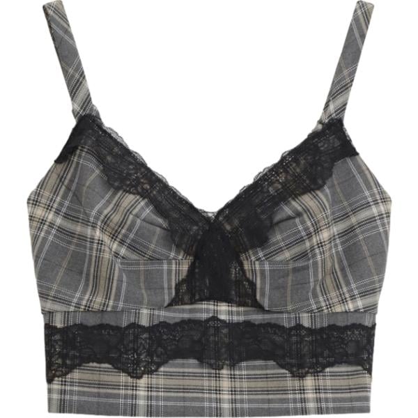 top Dixie grigio a quadri