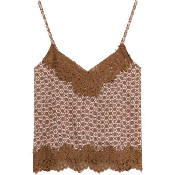 top Dixie marrone con stampe