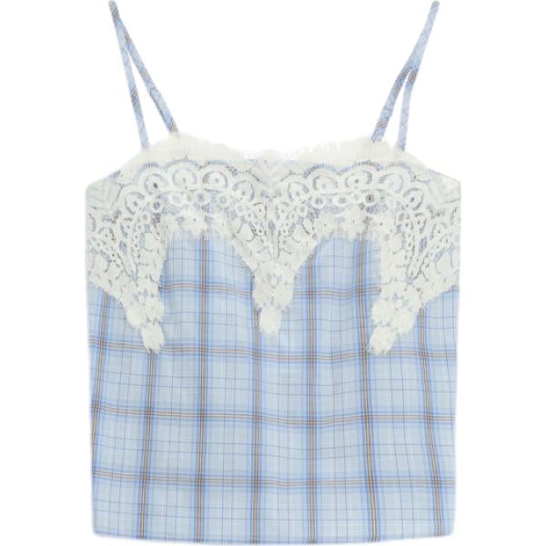 top Dixie blu a quadri