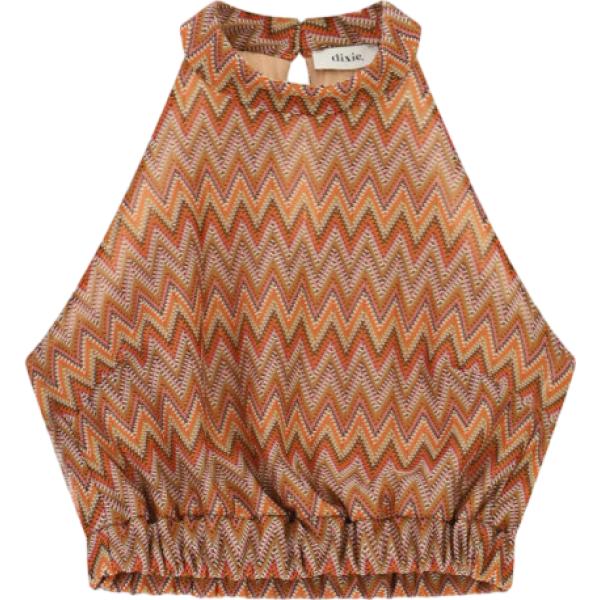 top Dixie marrone con stampe
