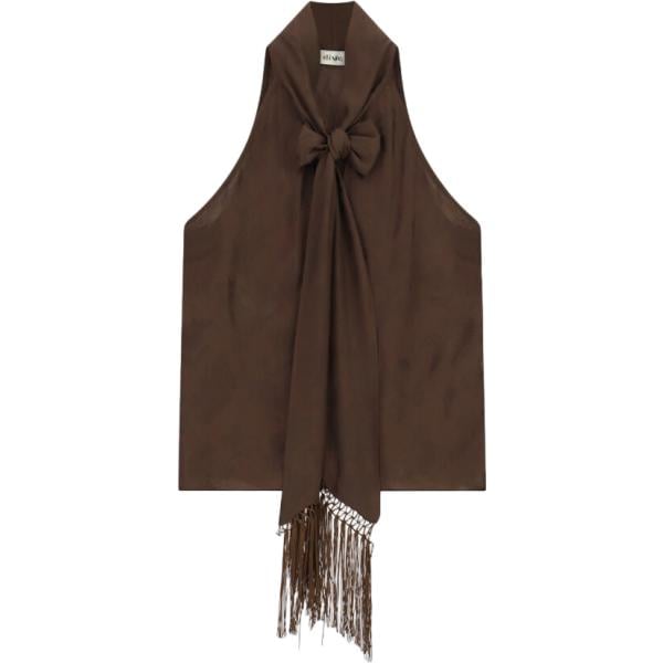 top Dixie marrone a fiori