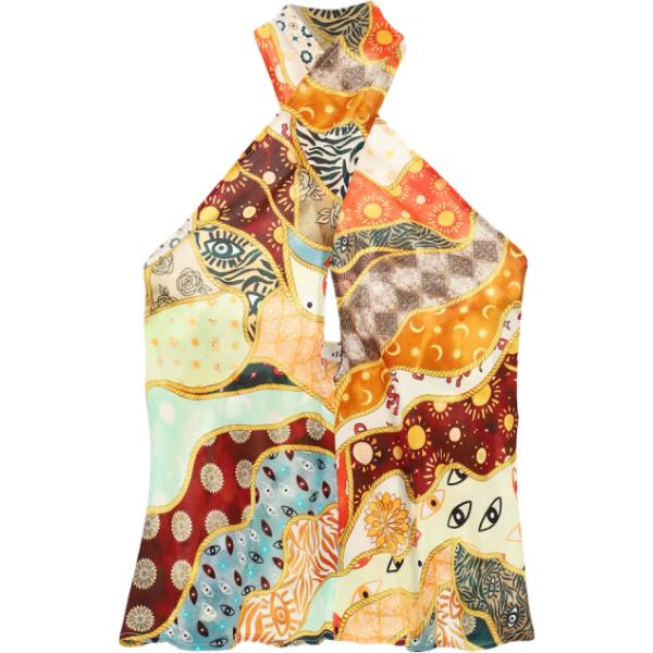 top Dixie giallo con stampe