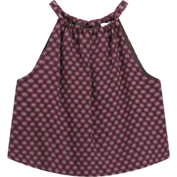 Top da donna in marrone scuro con stampe con scollo Dixie