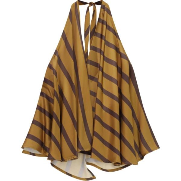 Top da donna in marrone chiaro a righe con scollo Dixie