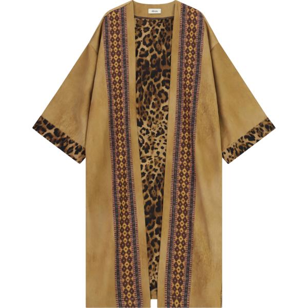 Kimono da donna in marrone chiaro a fiori Dixie