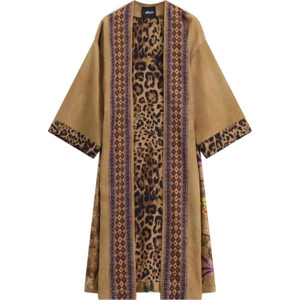 Kimono da donna in marrone chiaro a fiori Dixie
