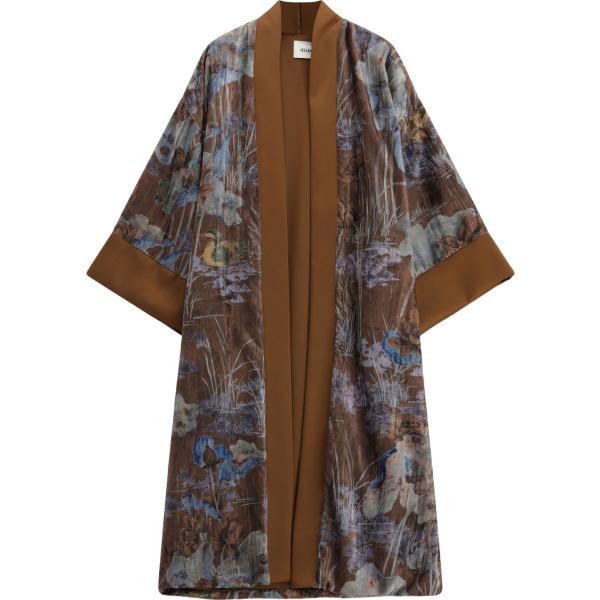 Cappotto da donna in marrone scuro con stampe lungo Dixie