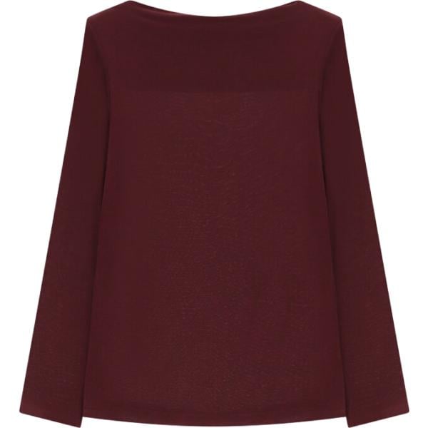 T-shirt da donna in marrone scuro collo a barchetta a maniche lunghe Dixie