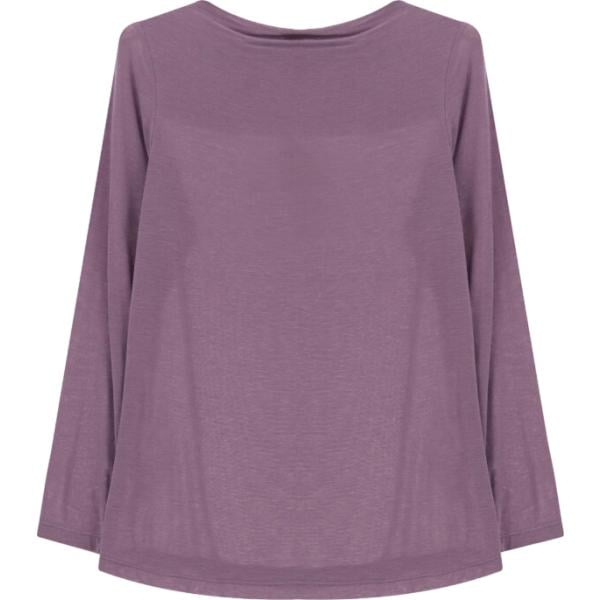 T-shirt da donna in viola scuro collo a barchetta a maniche lunghe Dixie
