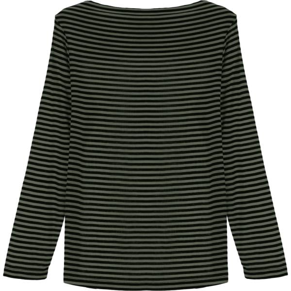 Maglione da donna in nero pece a righe collo a barchetta a maniche lunghe Dixie