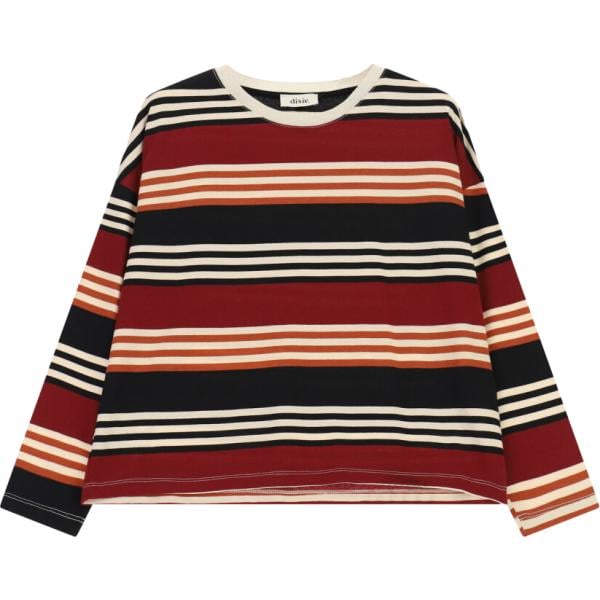 T-shirt da donna in bordeaux a righe girocollo a maniche lunghe Dixie
