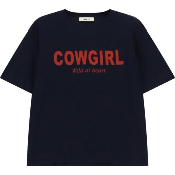 T-shirt da donna in blu scuro con stampe a maniche corte Dixie