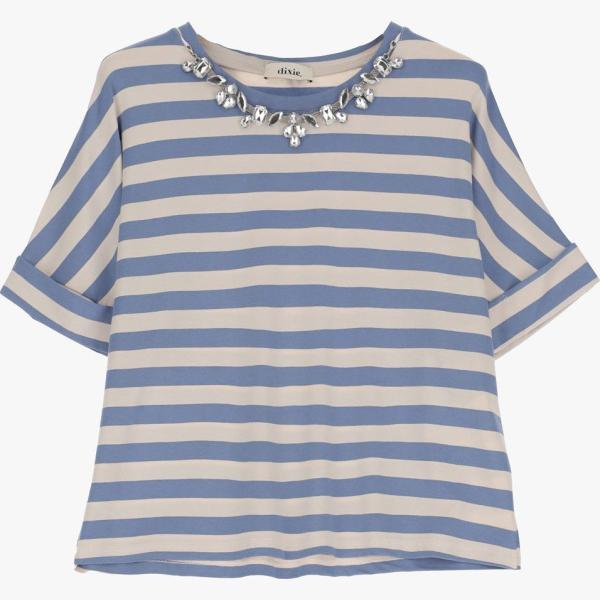 t-shirt Dixie blu a righe