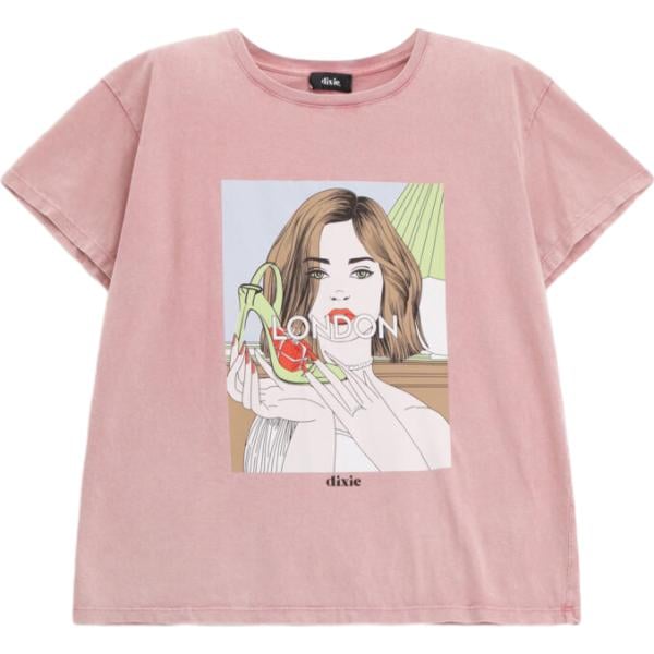 t-shirt Dixie rosa con stampe