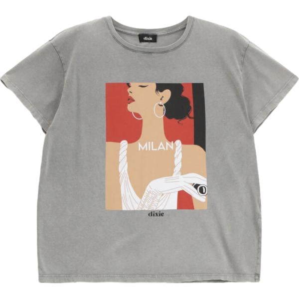 t-shirt Dixie grigio con stampe
