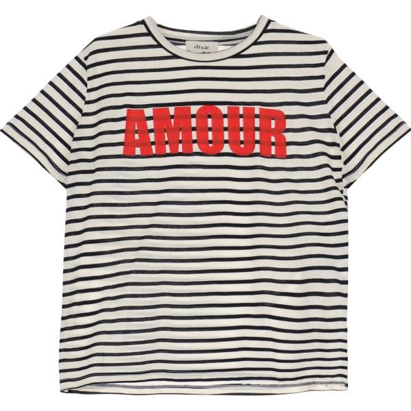 t-shirt Dixie bianco a righe