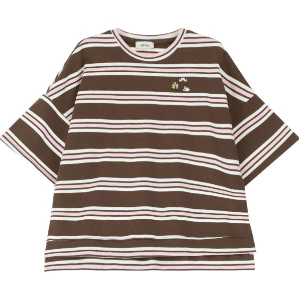 t-shirt Dixie marrone a righe