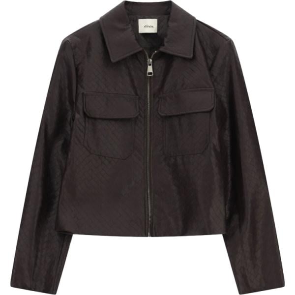 Cappotto da donna in marrone scuro con zip in ecopelle Dixie