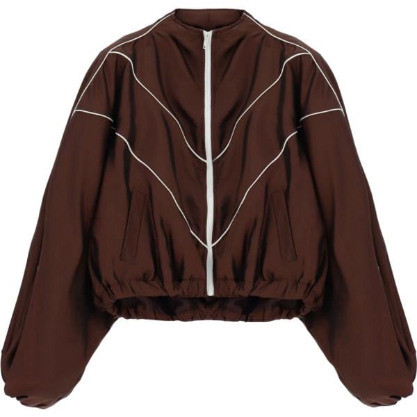 Bomber da donna in marrone scuro corto con zip Dixie