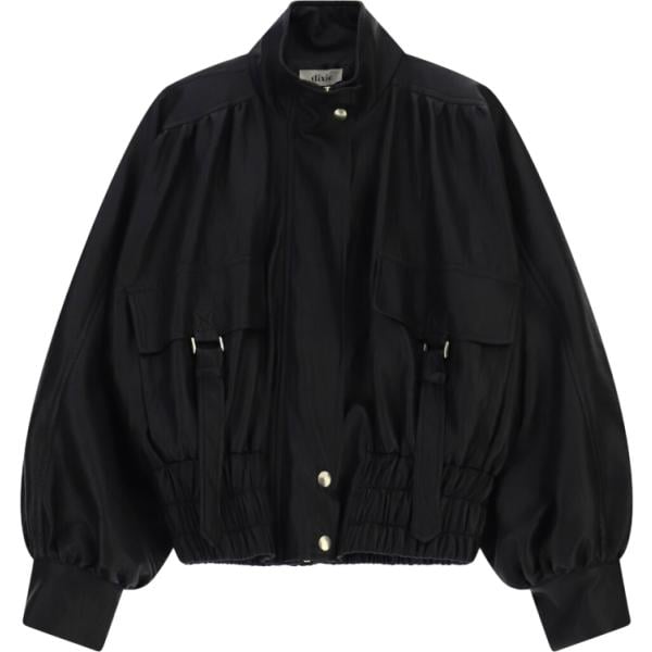 Bomber da donna in nero pece con zip Dixie