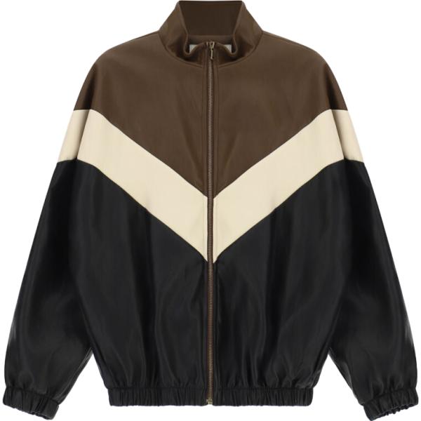 Bomber da donna in nero pece geometrica collo alto con zip Dixie