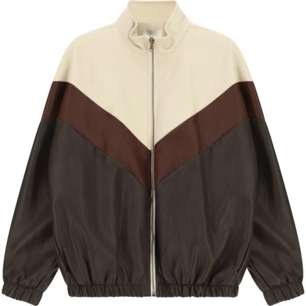 Bomber da donna in verde oliva geometrica collo alto con zip Dixie Dixie