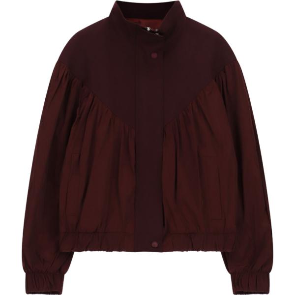 Bomber da donna in nero pece con ruches corto con zip Dixie