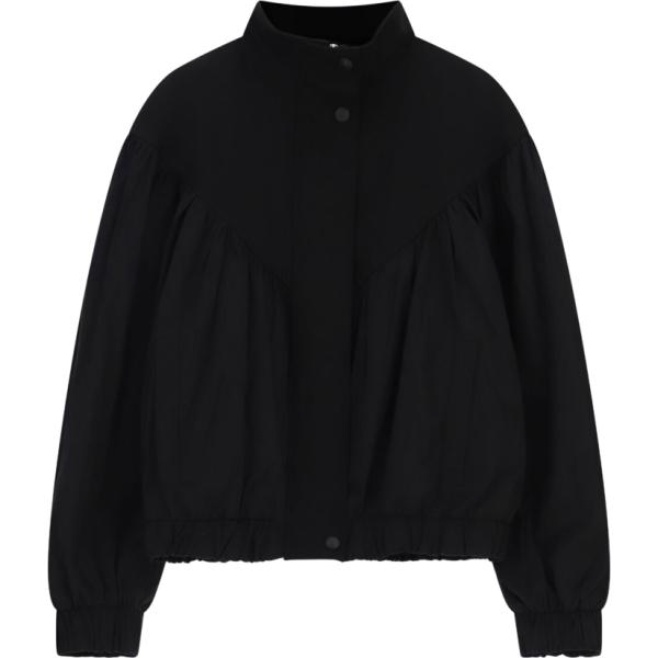 Bomber da donna in nero pece con ruches corto con zip Dixie