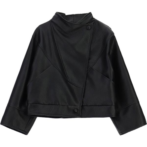 Bomber da donna in nero pece corto in ecopelle Dixie