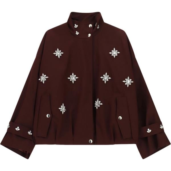 Bomber da donna in bordeaux collo a dolcevita con zip Dixie