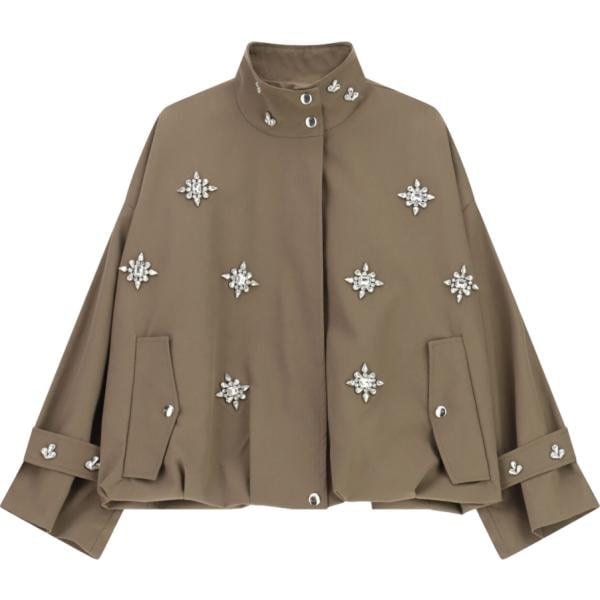 Bomber da donna in marrone scuro collo a dolcevita con zip Dixie