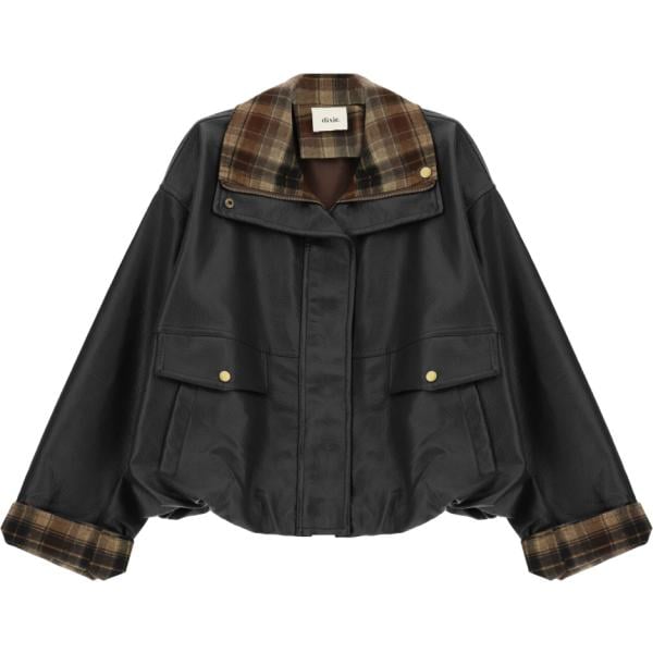 Bomber da donna in nero pece con zip in ecopelle Dixie