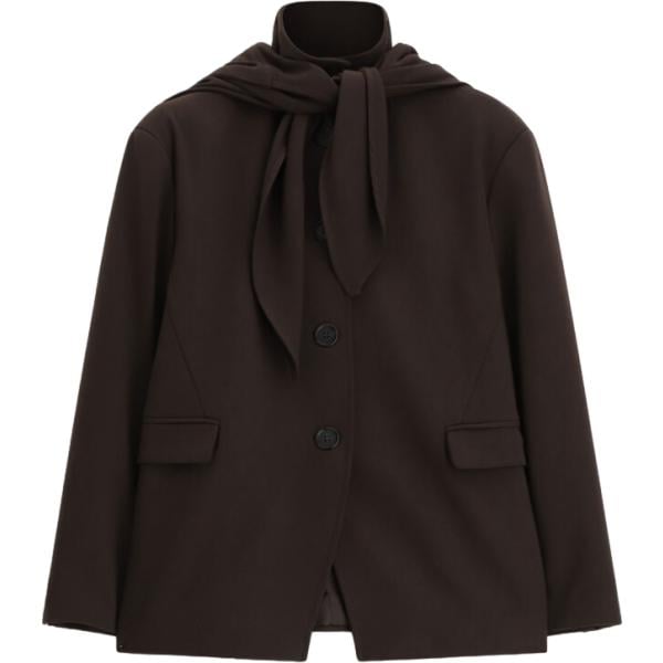 Cappotto da donna in marrone scuro monopetto con bottoni Dixie