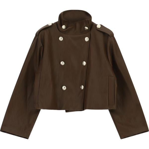 Giacca da donna in marrone scuro con spalline corto Dixie