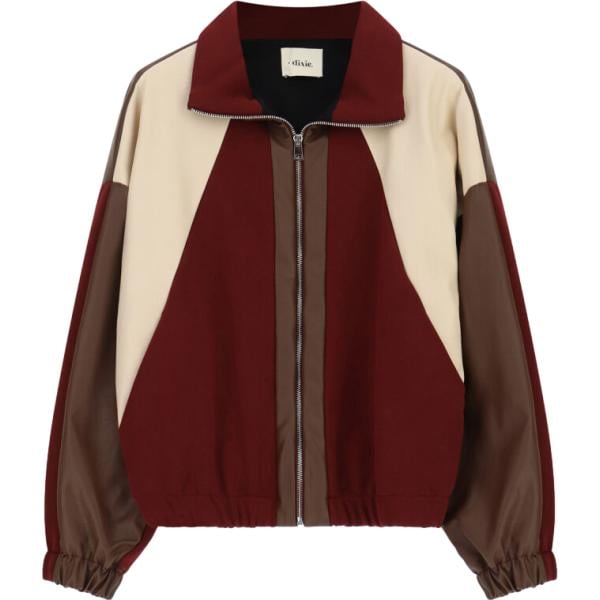 Bomber da donna in marrone scuro collo alto con zip Dixie Dixie