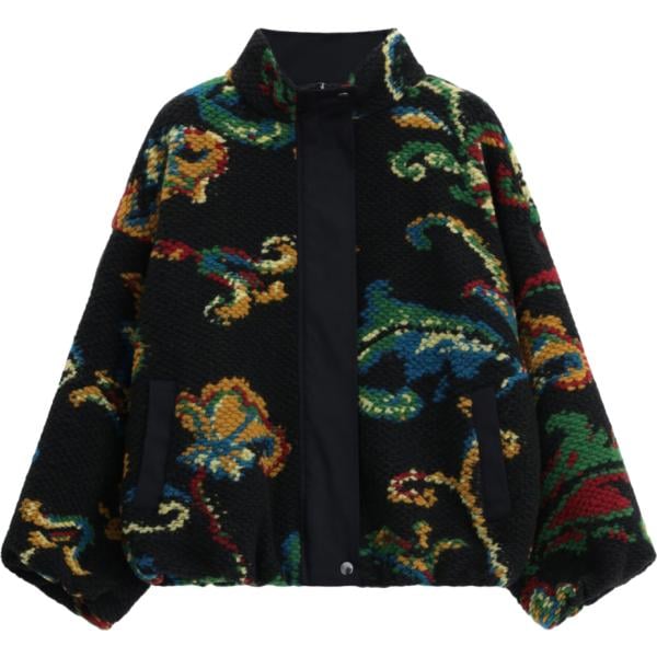 Bomber da donna in nero pece a fiori collo alto con zip Dixie