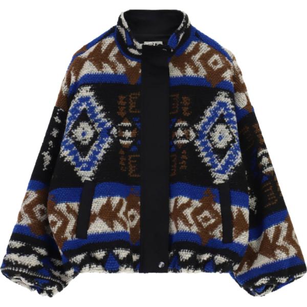Bomber da donna in blu scuro geometrica collo alto con zip Dixie