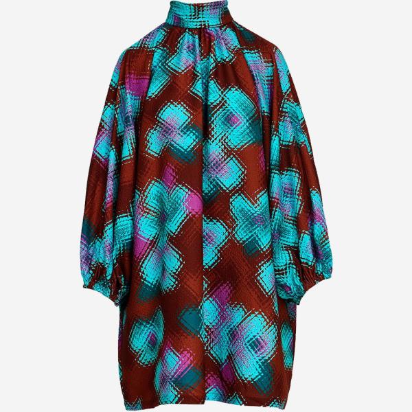 vestito corto da donna in marrone scuro collo alto corto con zip Essentiel Antwerp