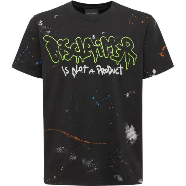 t-shirt Disclaimer nero con stampe