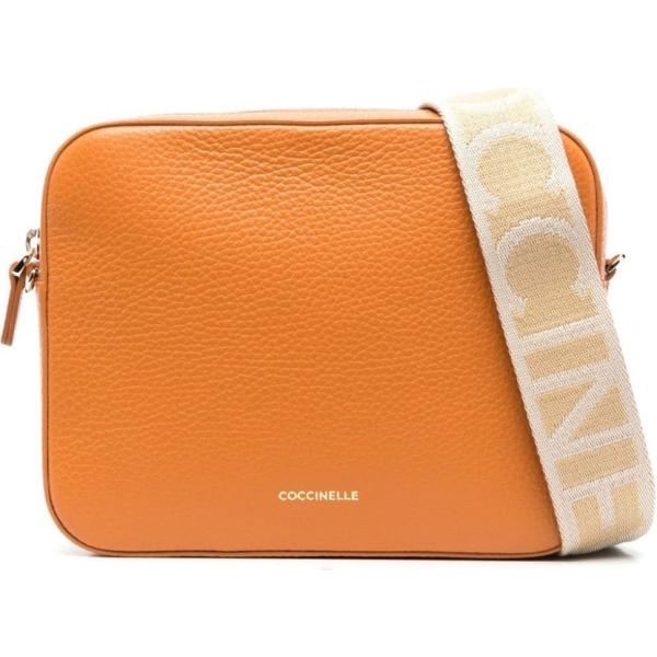 borse a tracolla Coccinelle arancione con stampe