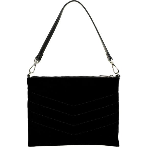 Clutch con manico e zip in velluto Pinko
